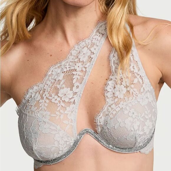 1267 NWT Victoria's Secret Twinkle Lace One-Shoulder Monowire Bra Sz XL - Picture 1 of 5